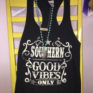 Black racer back tank top